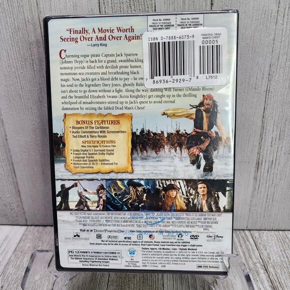 Pirates Of The Caribbean: Dead Man's Chest DVD 2006 - NEW! - Picture 2 of 3